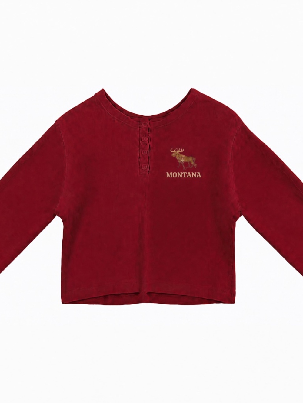 "MONTANA" Burgundy Long-Sleeve Henley